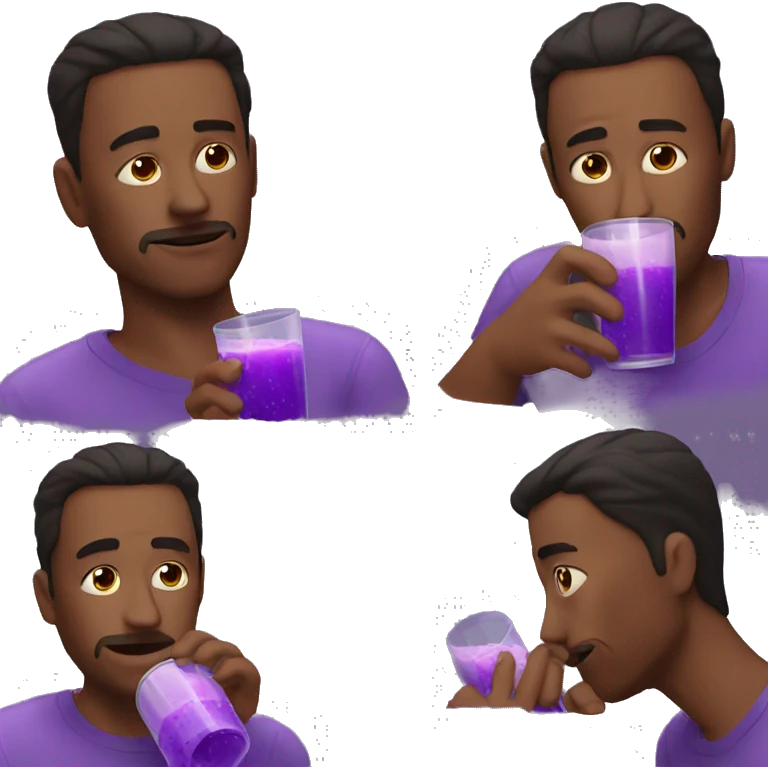 man drinking purple juice dizzy emoji