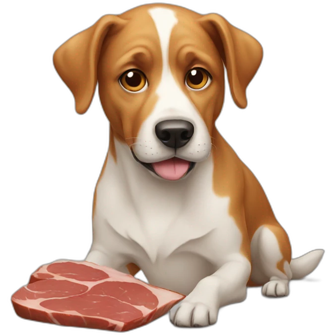 Dog with meat emoji