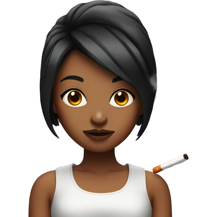 girl with red and black hair smoking emoji