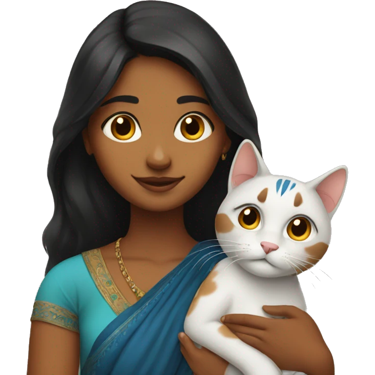 Indian girl with a cat emoji