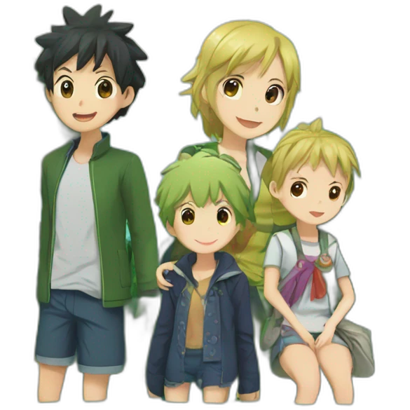 Anime crocodile and two children emoji