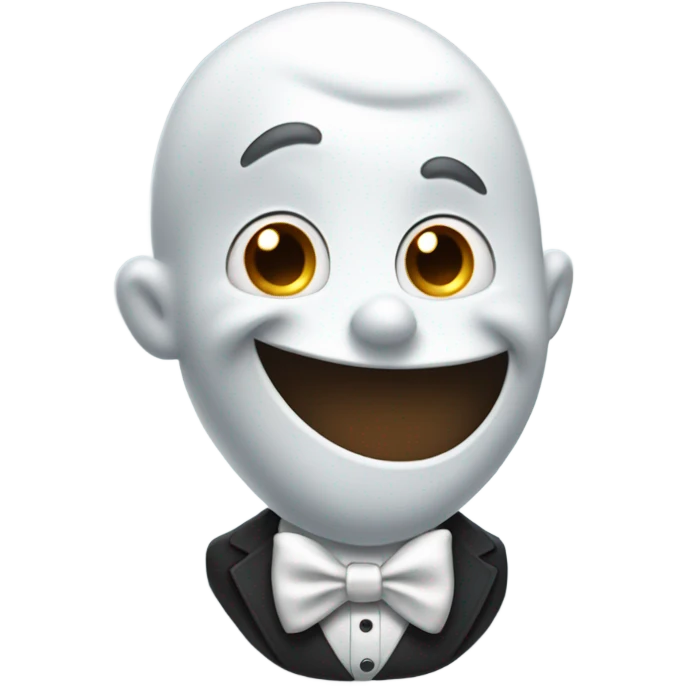 non-realistic happy ghost wearing a suit emoji