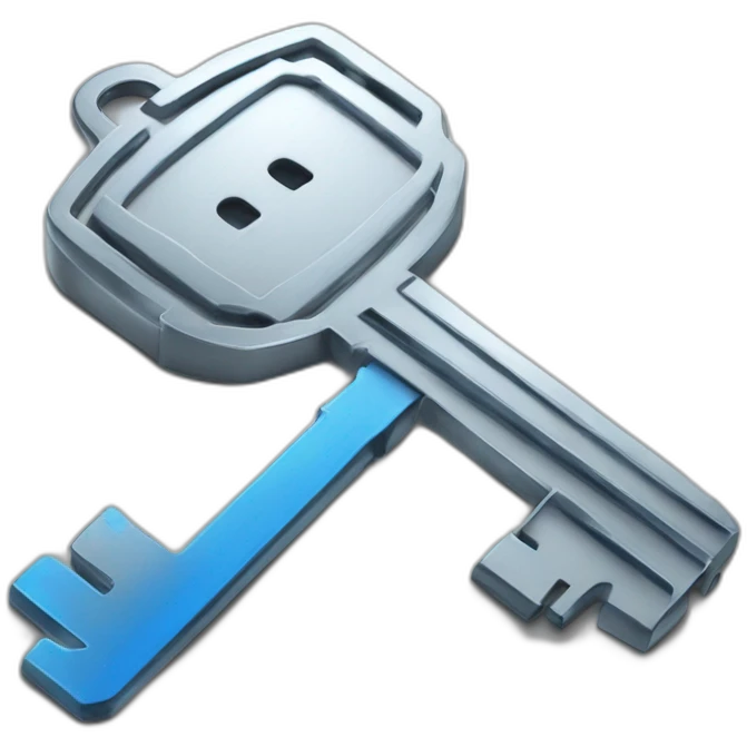 cyber silver metal key with blue rim light emoji