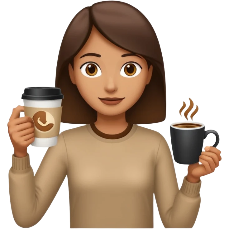 left hand offers a video file, right hand offers a coffee cup, simple, clear, no text emoji
