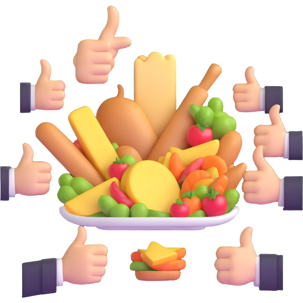 thumbs up around delicious food emoji
