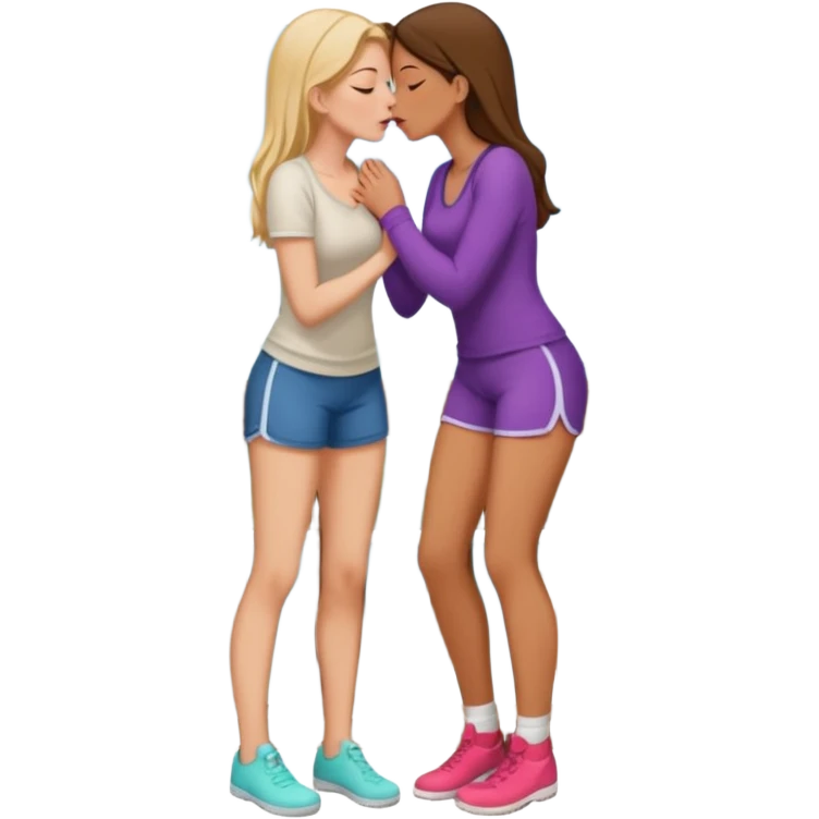 a girl, big butt, white, on her porch, having sex with another girl, no pants, kissing emoji