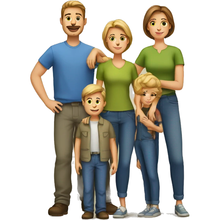 European Family with Man, Woman, 3 Boys emoji