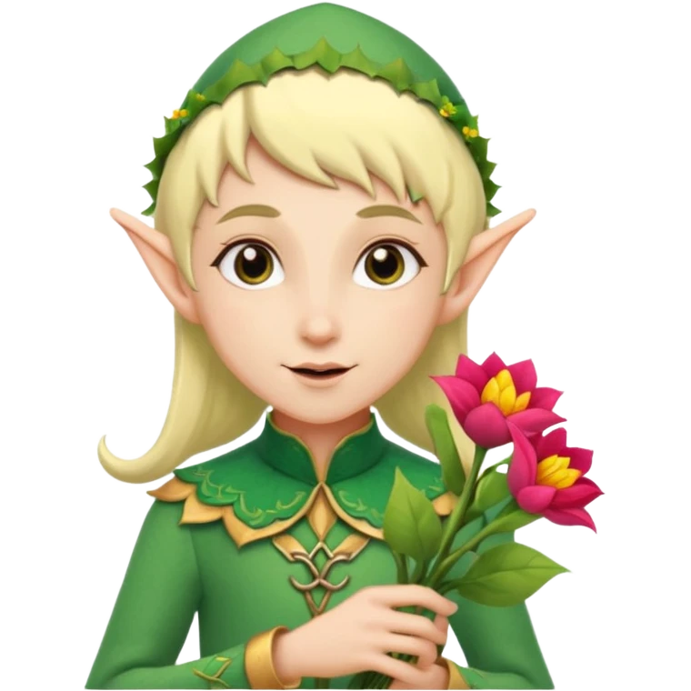 adult elf with flower bouquet emoji
