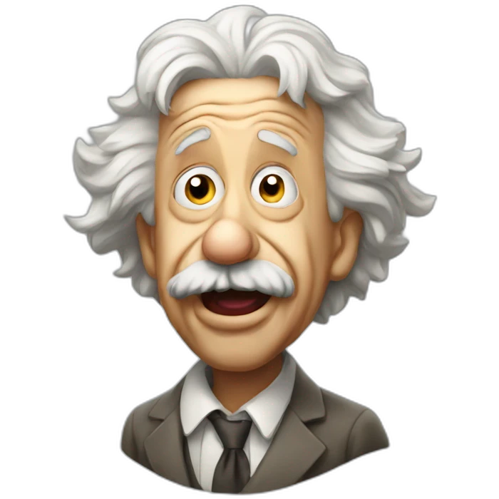 Albert Einstein shocking wide mouth emoji