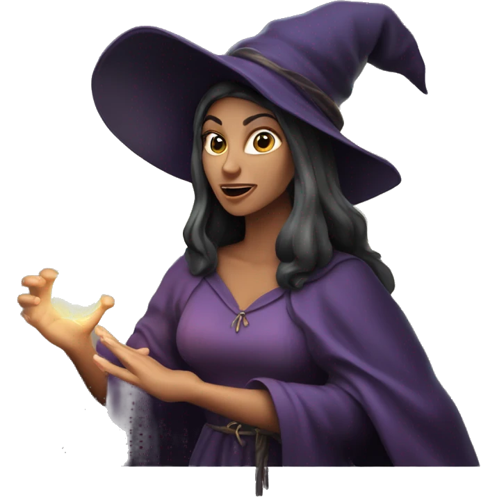 Caucasian witch casting a spell emoji