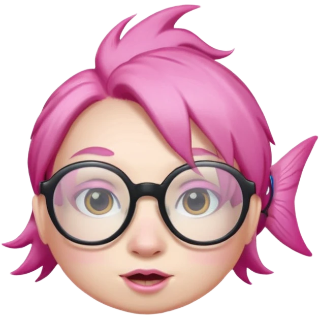glassess wearing fish with pink hair emoji