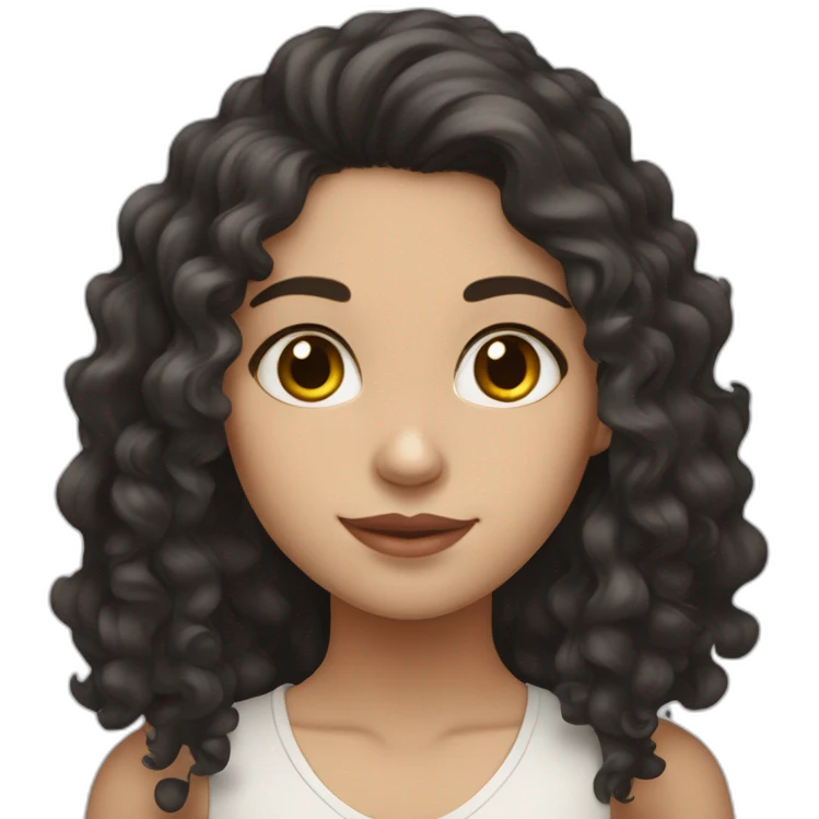 White skin color pakistani girl with black curly long hair emoji