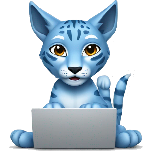 A blue lynx with a laptop emoji