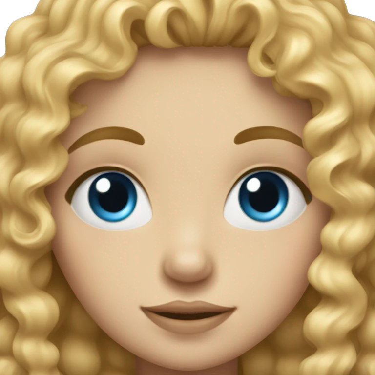 Curly blond hair with blue eyes girl rolling eye emoji