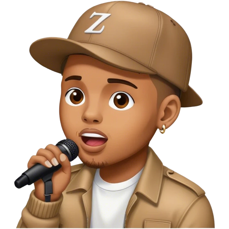 Photo Realistic Chris Brown on stage singing  emoji