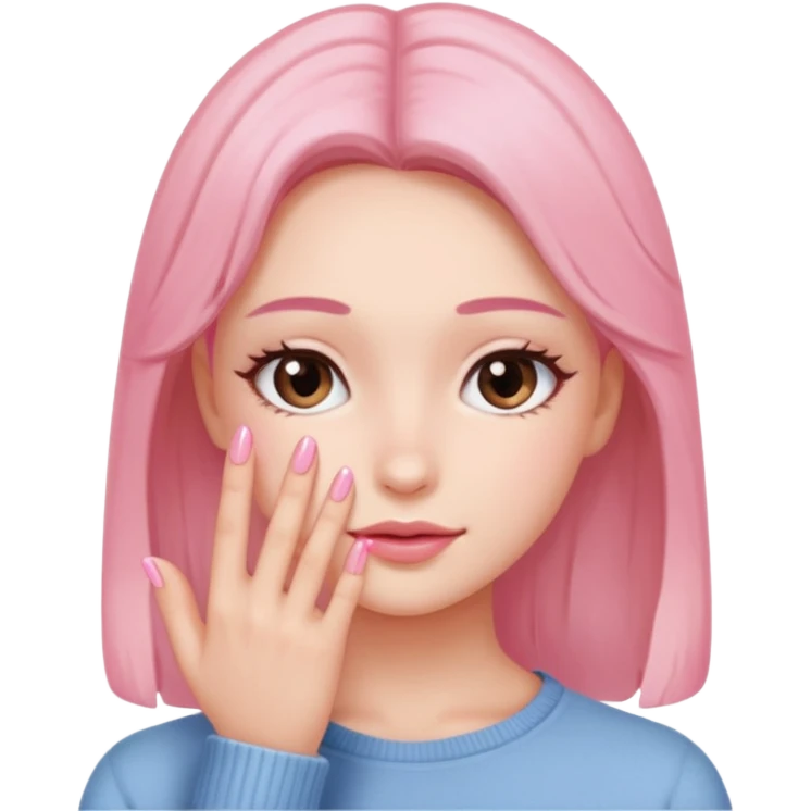 blushing with fingers emoji