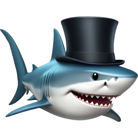 Shark with a top hat emoji