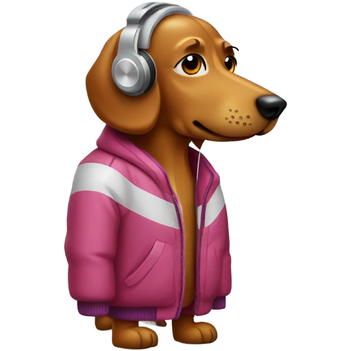 Hot dog wearing a jacket with earphones emoji