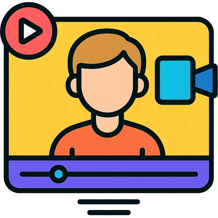 an online content creator, color outline icon style emoji