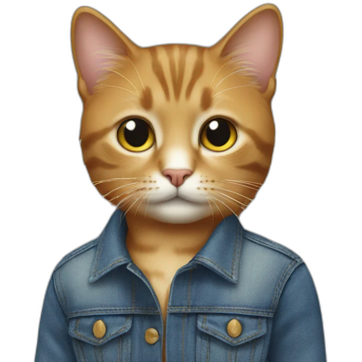Cat wearing jean and top emoji