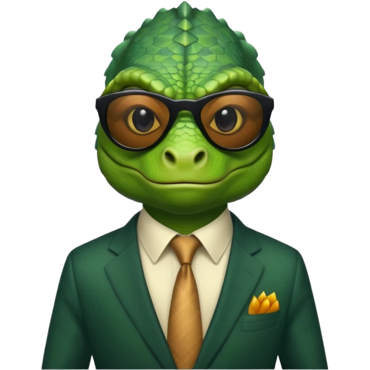 capitalist iguana banker godfather with black sunglasses emoji
