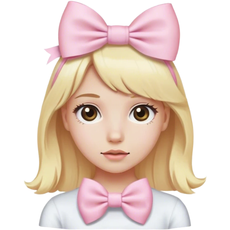Blonde with light pink hairbow emoji
