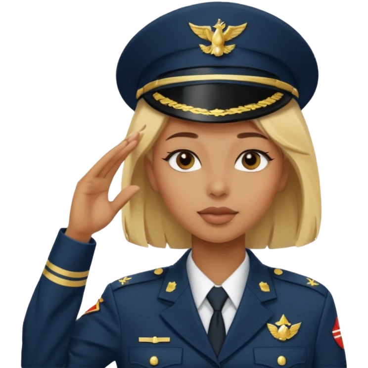 black solider woman salute with blonde hair emoji