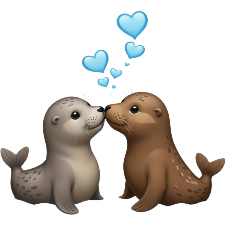 Grey seal and brown otter kissing each other  emoji