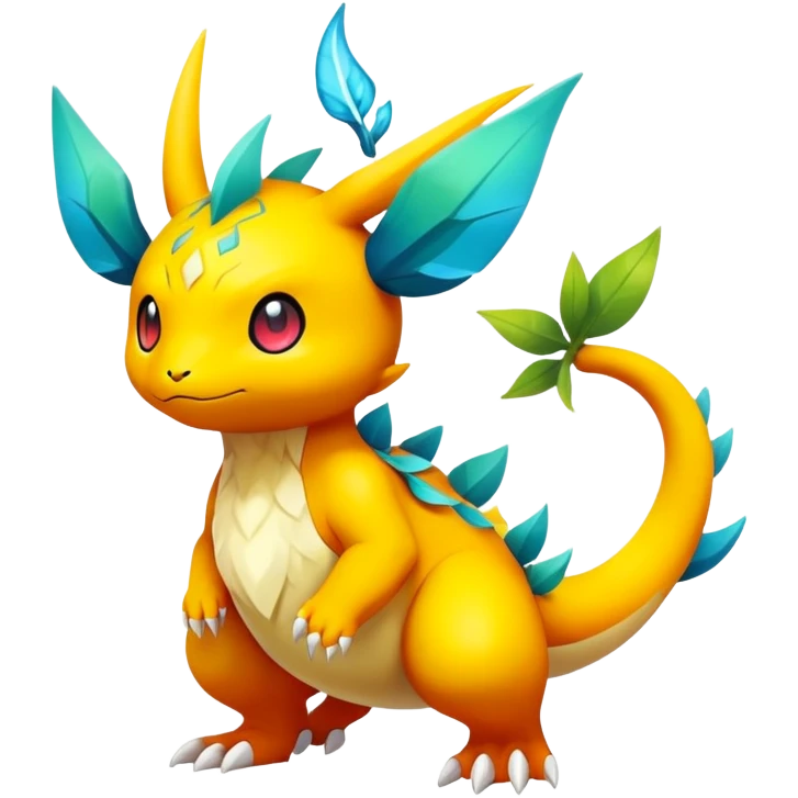 Elemental magical colorful exotic animesque Pokémon-Fakémon-creature, (full body) emoji