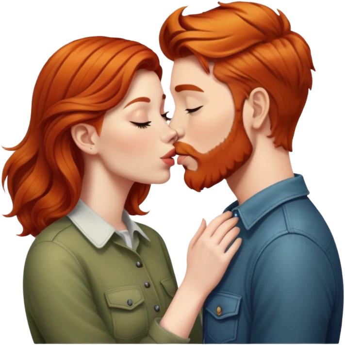 Ginger haired woman kissing hipster   emoji