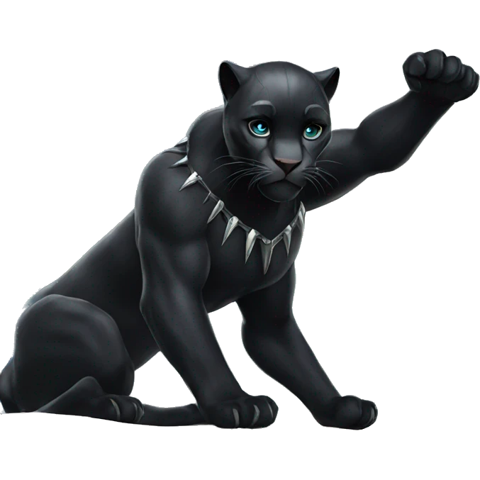 The black panther waves its paw emoji