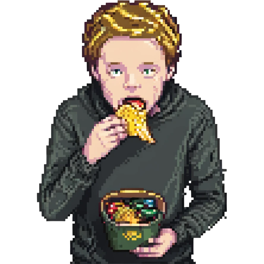 white man eating chips emoji