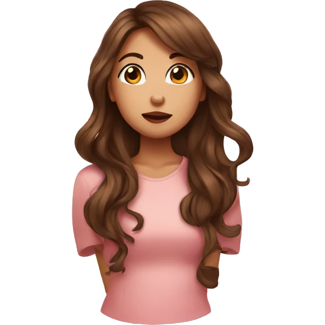 girl brown hair blow side kiss and peace sign emoji
