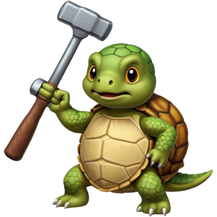 angry turtle hitting with hammer emoji