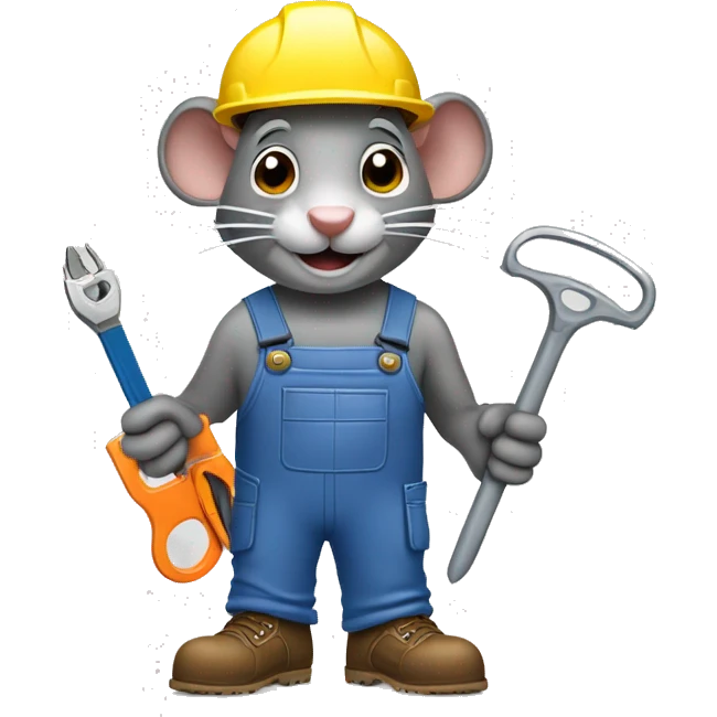 Rat Construction worker holding wire cutters and holding "zip ties" emoji