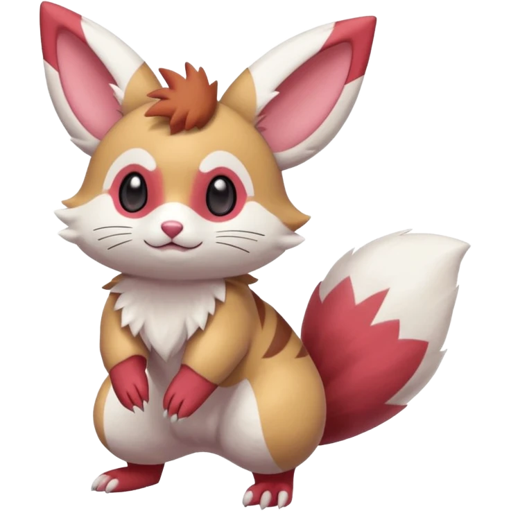 Cute adorable pastel Furret-Minccino-Zangoose-Buizel-hybrid-fusion, full body emoji