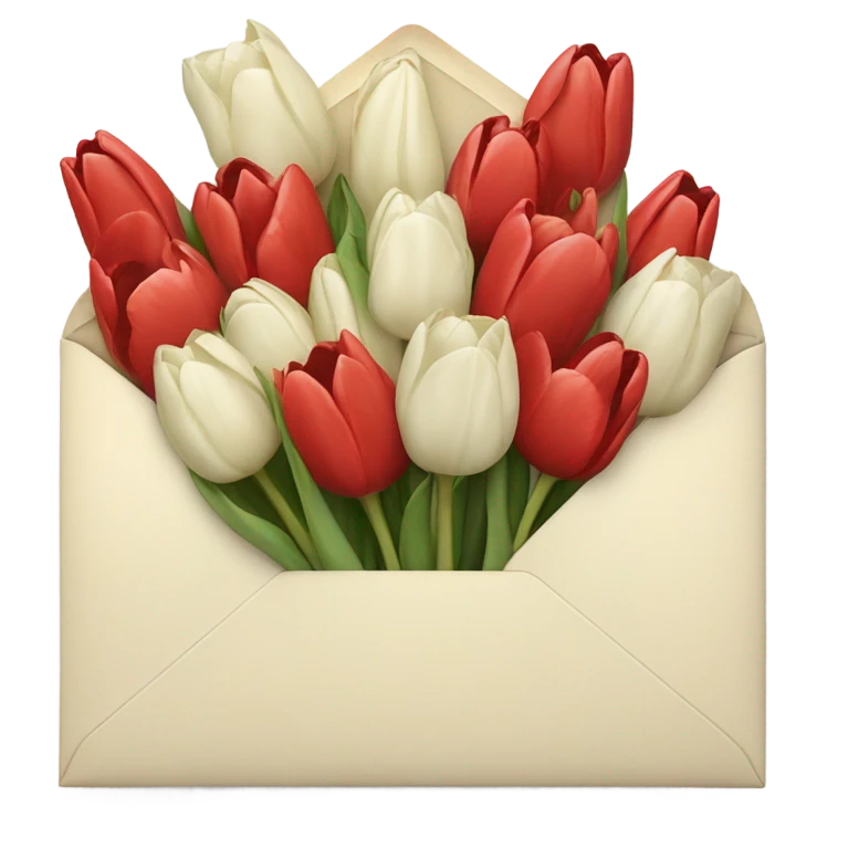 Light beige Envelope with 4 red tulips and 4 white tulips in. Just put more tulips in and make envelope colour lighter emoji