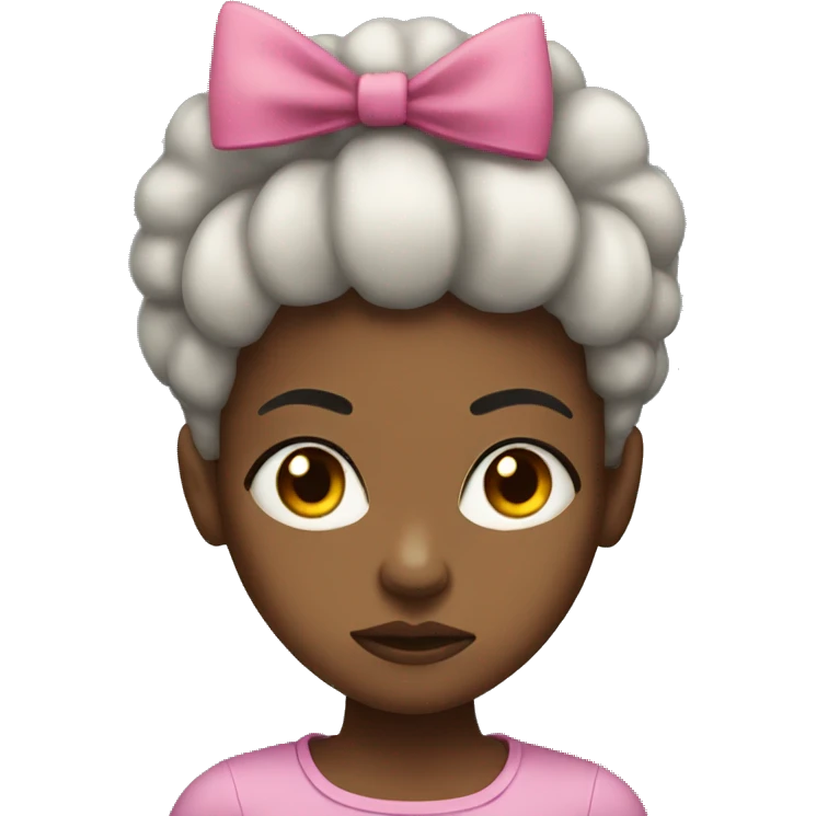 Black girl with short Afro with bow with annoyed face expression  emoji
