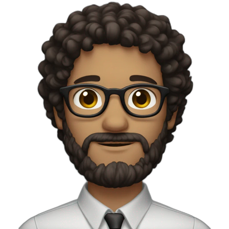 White man with brown eyes and dark curly hair with glasses and a beard wearing ario bros emoji