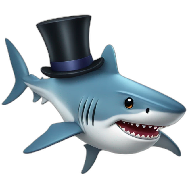 Shark with a top hat emoji