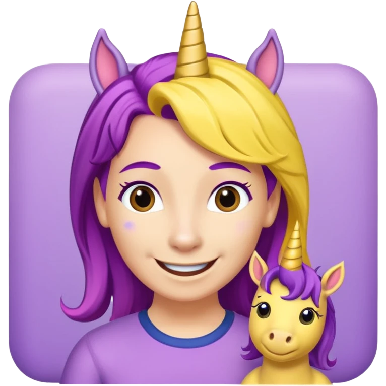 Shirley Shawn the Unicorn from The Wiggles with yellow skin with purple hair emoji