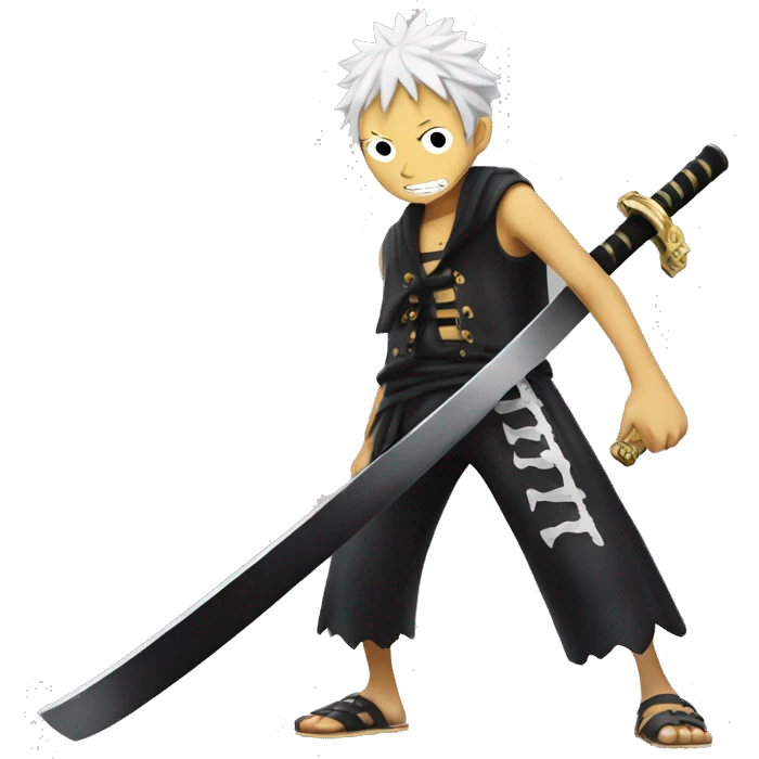 Trafalgar D. Water Law in ONE PIECE with a katana emoji