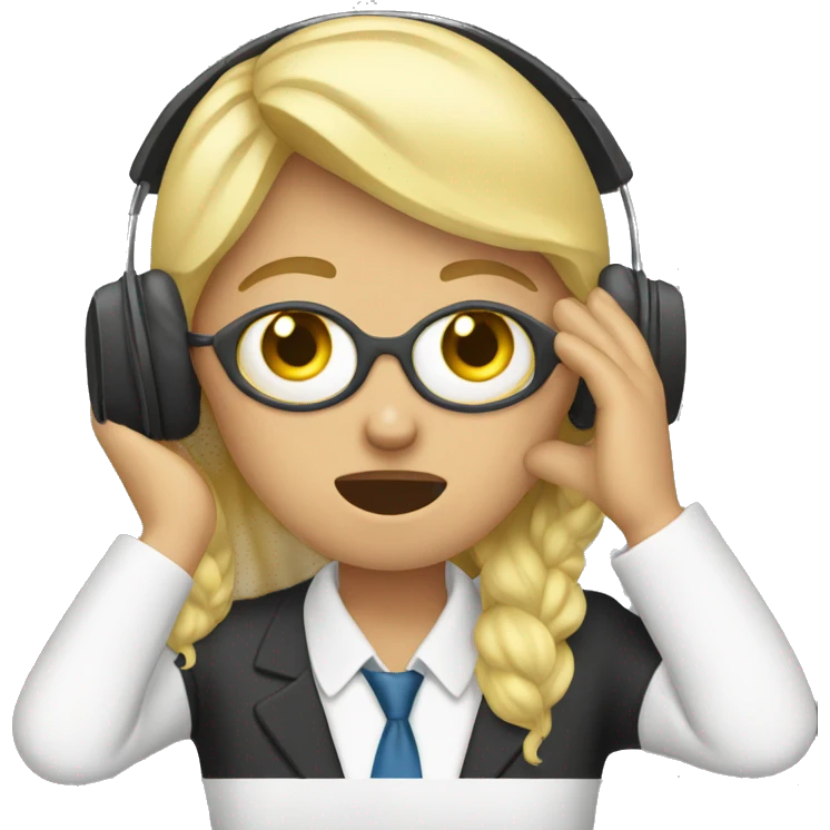  Blond calltaker with headset crying  emoji