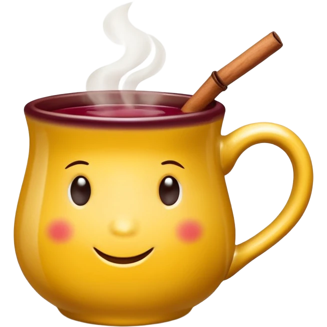a yellow mug with steaming mulled wine without face

 emoji