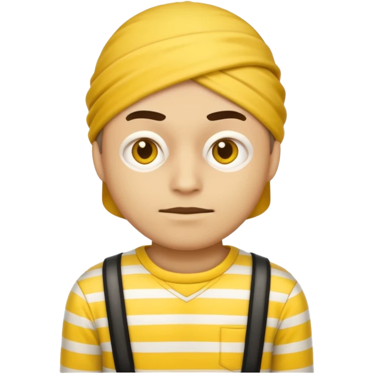 Make a robber emoji with yellow skin and white and yellow shirt with no mask emoji