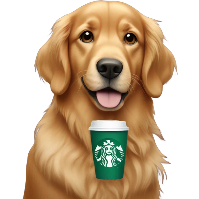 Red Golden retriever with starbucks emoji