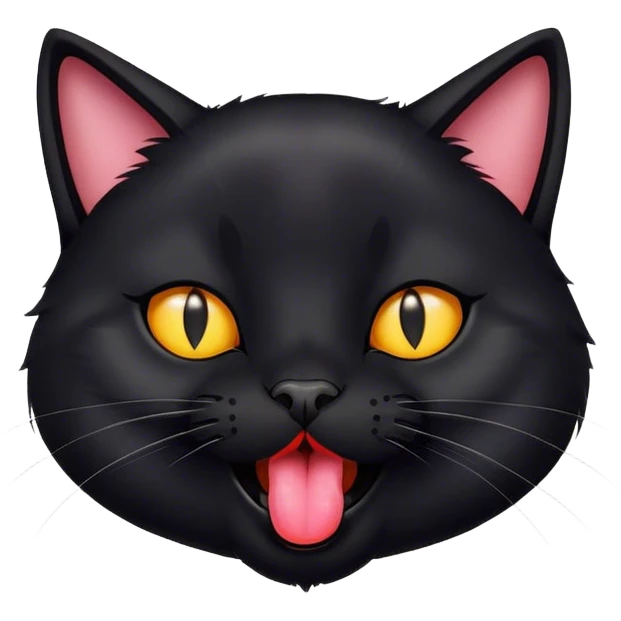 A black cat with tongue out emoji