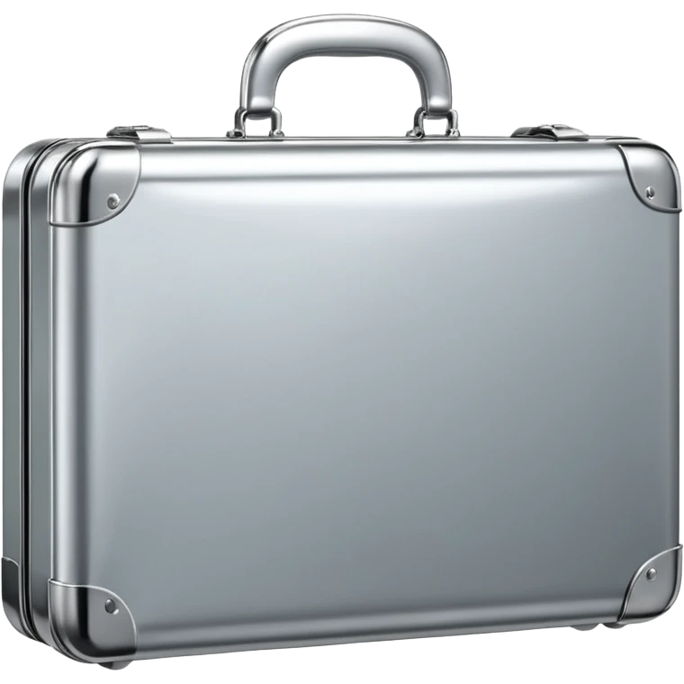 A luxury briefcase emoji made of polished silver chrome, smooth rectangular shape, metallic reflections, minimal high-end design, swag business aesthetic, iOS emoji style, centered, clean white background
 emoji