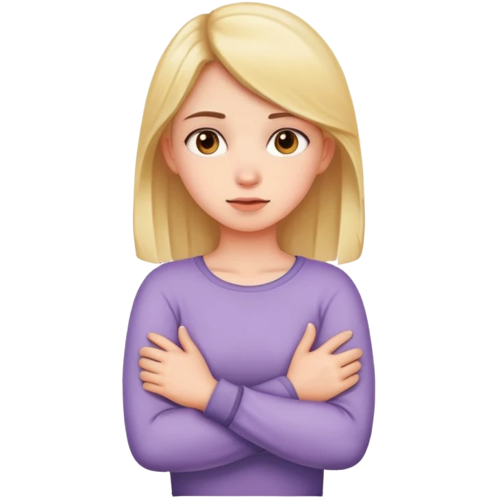 Girl crossing arms holding neck emoji