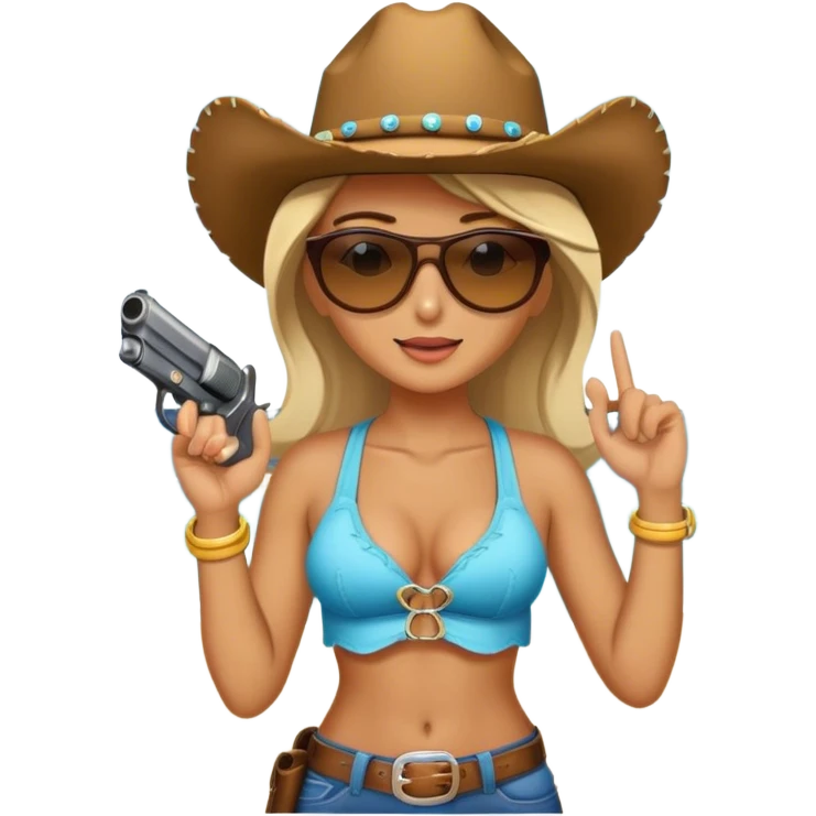 Cowgirl at the beach  emoji
